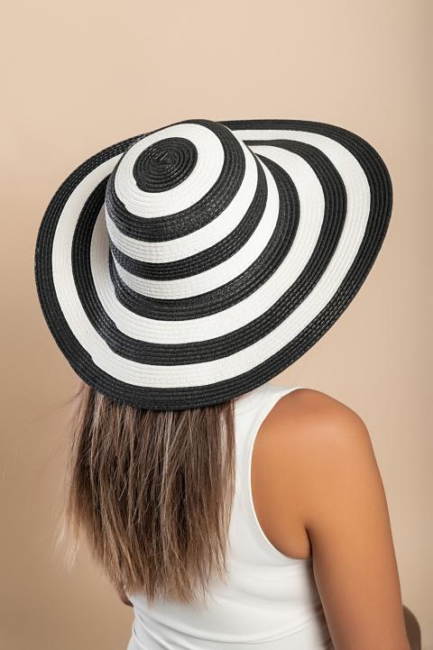 Sombrero de moda con estampado de rayas, negro
