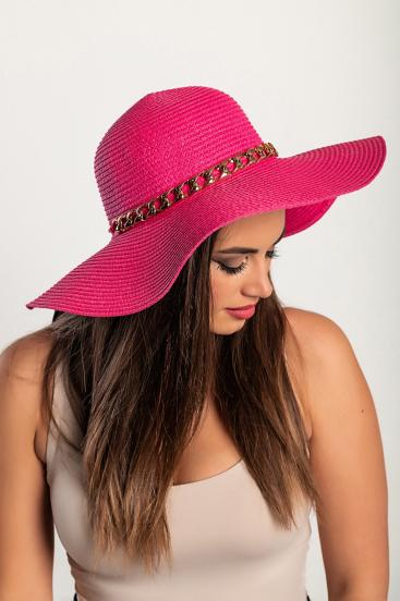 Sombrero de moda con cadena decorativa, rosa