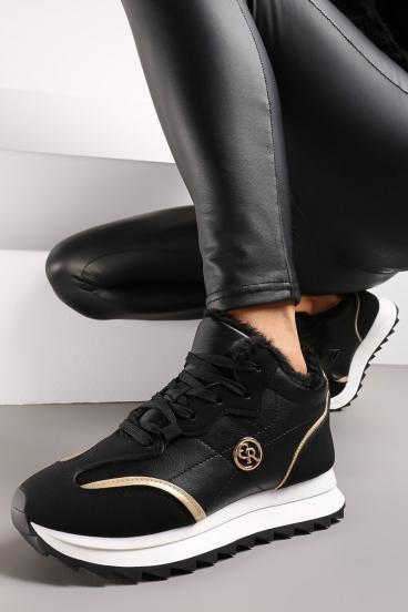Zapatillas deportivas con detalles decorativos, negro.