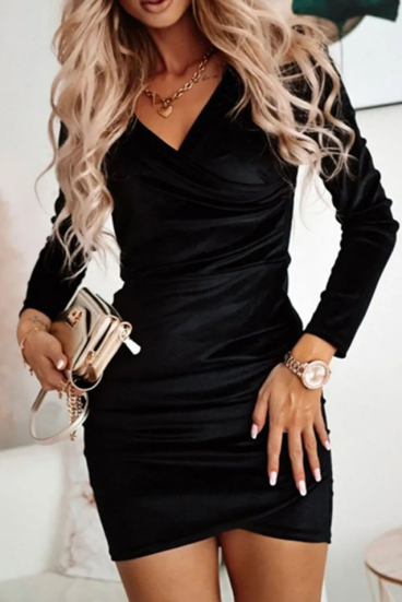 Vestido mini de terciopelo de imitación, negro