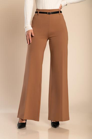 Pantalón largo elegante con pernera recta, camel