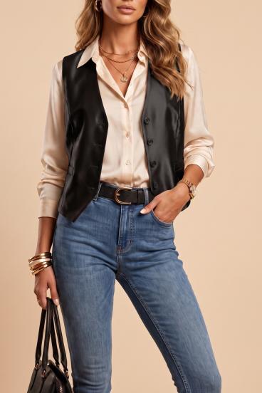 Chaleco elegante con botones, negro