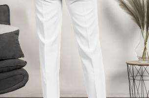 Pantalón largo elegante con perneras rectas Tordina, blanco