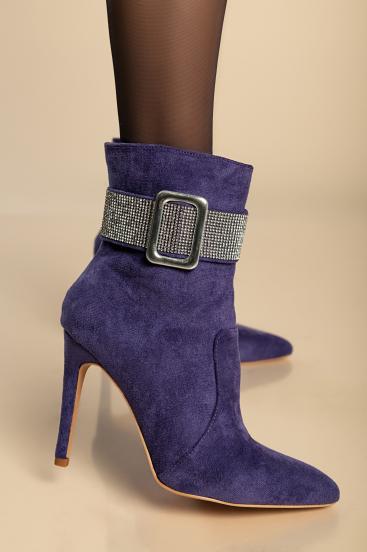 Botines elegantes con tacón alto, violeta