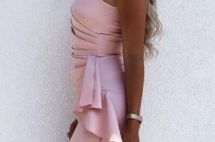 Mini vestido elegante con volante Ricaletta, rosa claro