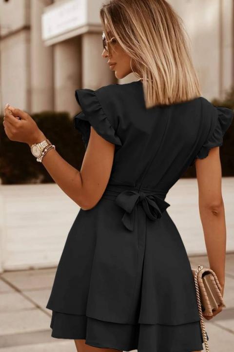 Mini vestido elegante con volantes Favinna, negro