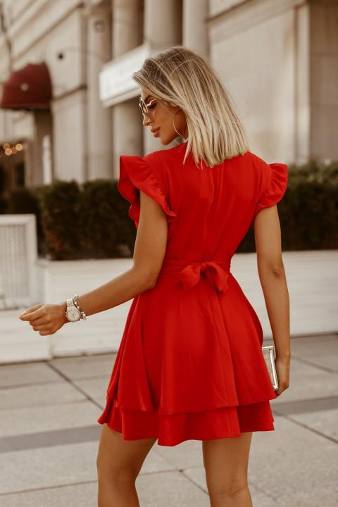 Mini vestido elegante con volantes Favinna, rojo