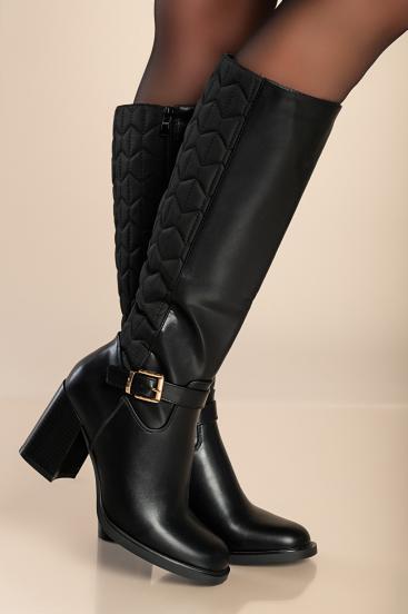 Botas elegantes con detalle acolchado, negro