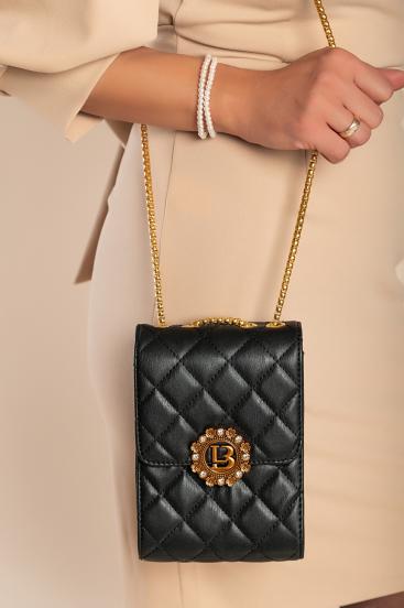 Bolso pequeño elegante con detalle acolchado, negro