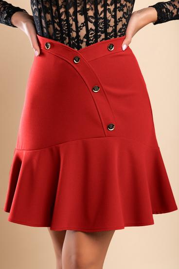 Minifalda con botones decorativos, roja