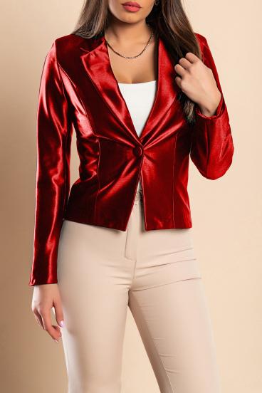Elegante blazer confeccionado en imitación raso, rojo