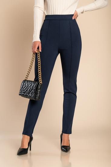 Pantalón elegante con cintura elástica, azul oscuro