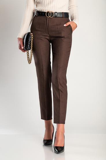Pantalón largo elegante con pernera ajustada, marrón