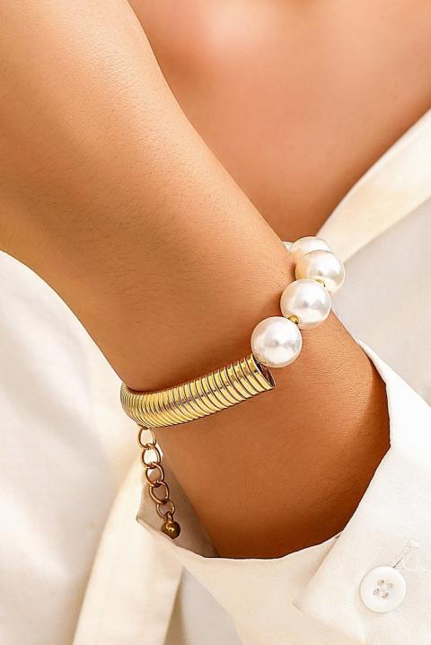 Pulsera elegante con perlas de imitación, color dorado