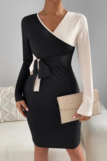 Vestido elegante en combinación bicolor, blanco y negro