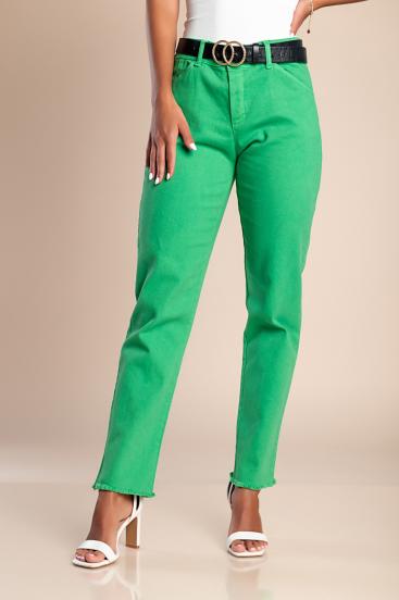 Pantalón slim fit de algodón, verde