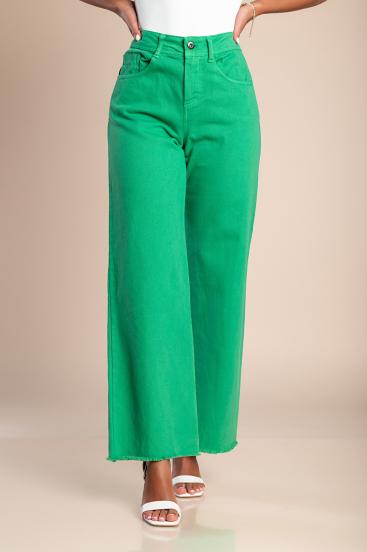 Pantalón de algodón con pernera ancha, verde