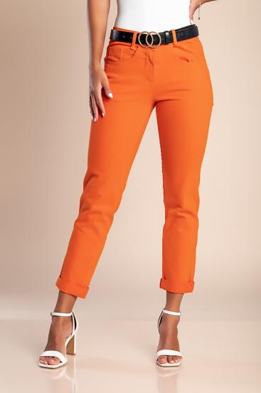 Pantalón ajustado de algodón, naranja