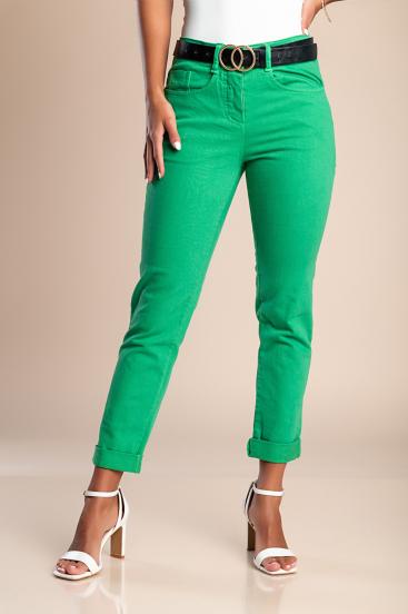 Pantalón ajustado de algodón, verde claro