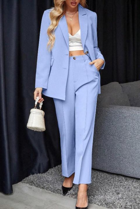 Elegante conjunto de blazer y pantalón, azul claro