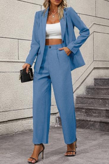 Elegante conjunto de blazer y pantalón, azul