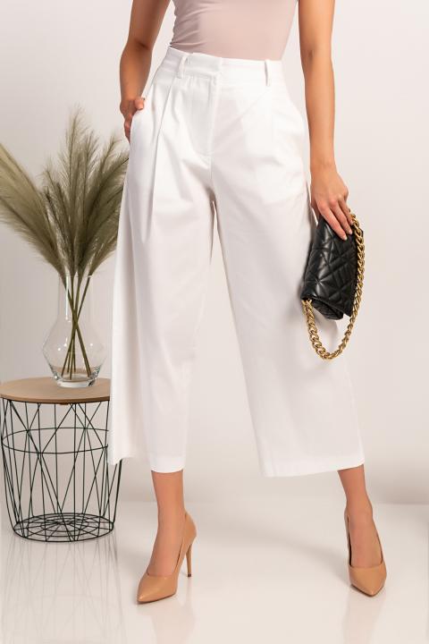 Pantalón elegante con perneras anchas Mancha, blanco