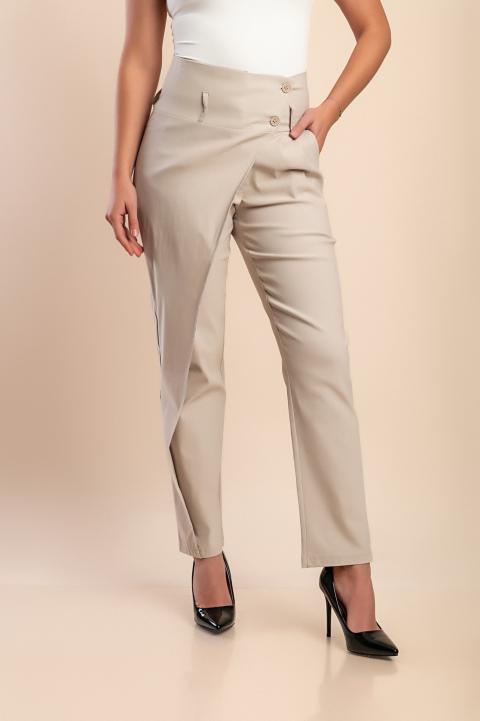 Pantalón elegante con volante, beige