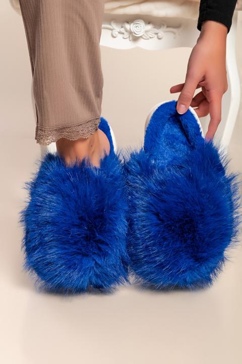 Pantuflas con pelo sintético, azul