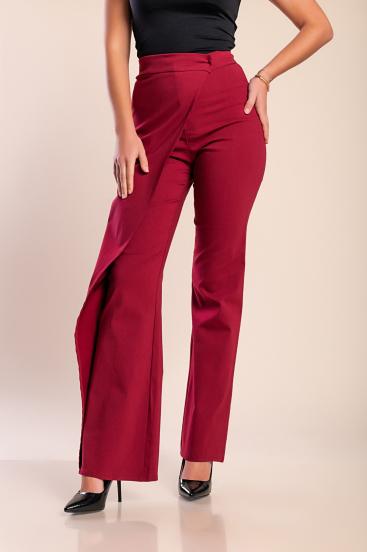 Pantalón elegante con volante, burdeos