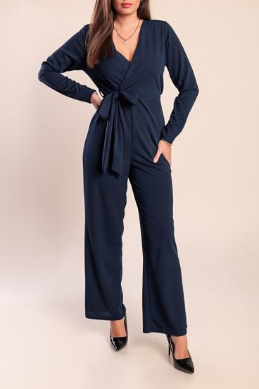 Mono elegante de manga larga, azul oscuro