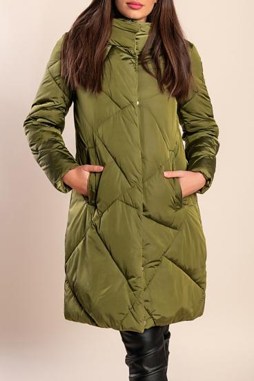 Chaqueta acolchada con capucha, oliva