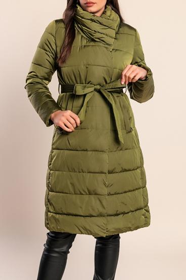 Chaqueta larga acolchada, verde oliva