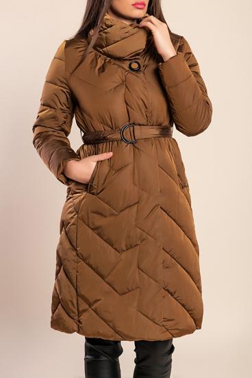 Chaqueta larga acolchada, camel