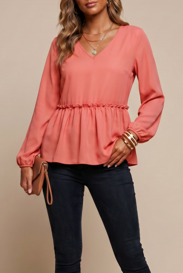 Blusa de manga larga, rosa antiguo