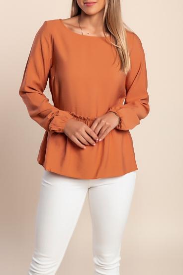 Blusa de manga larga de talla grande, color ladrillo