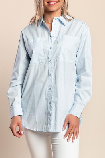 Camisa de algodón, azul claro