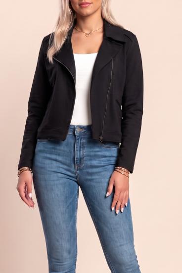 Top con cremallera, color negro