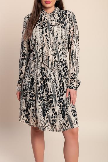 Vestido estampado de talla grande, color beige