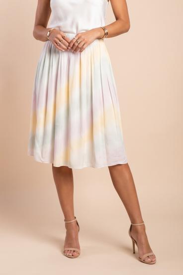 Falda talla grande con estampado, blanca