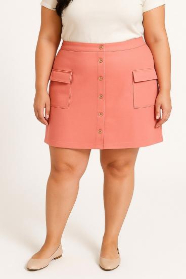 Falda elegante talla grande, coral