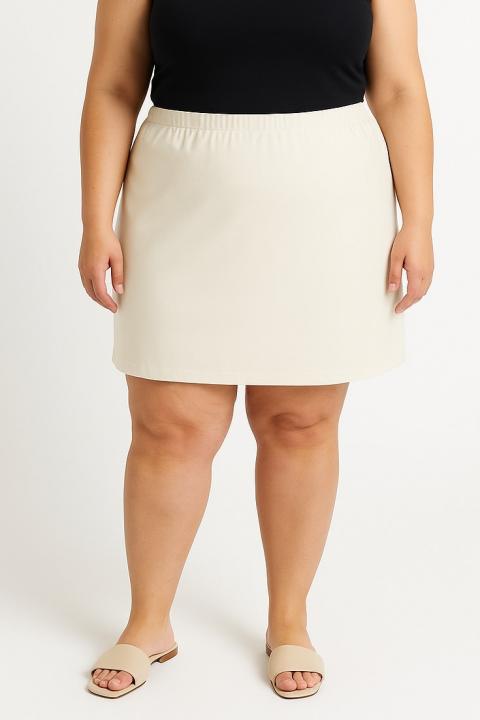 Falda elegante talla grande, crema