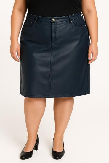 Minifalda de cuero talla grande, azul oscuro