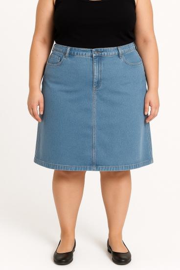 Falda vaquera talla grande, azul claro