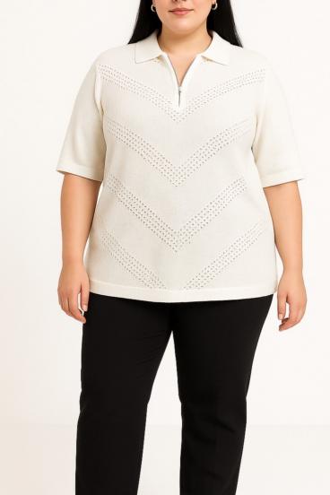 Suéter de punto talla grande, blanco
