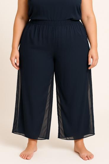 Pantalones elegantes talla grande, azul oscuro