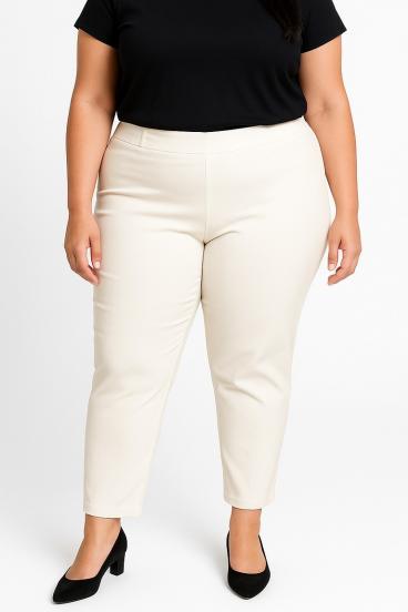 Pantalones elegantes talla grande, crema