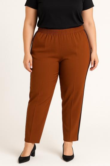 Pantalones elegantes talla grande, marrón