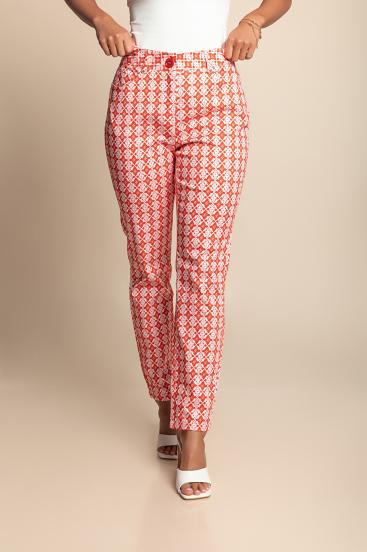 Pantalón de algodón con estampado, talla grande, color rojo