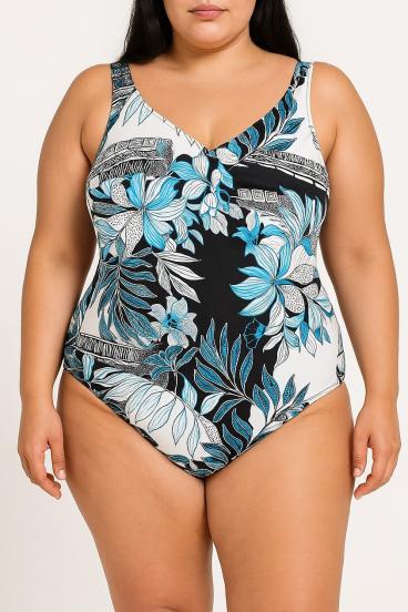 Bañador de una pieza talla grande con estampado, blanco