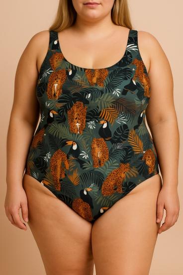 Traje de baño estampado de talla grande, verde